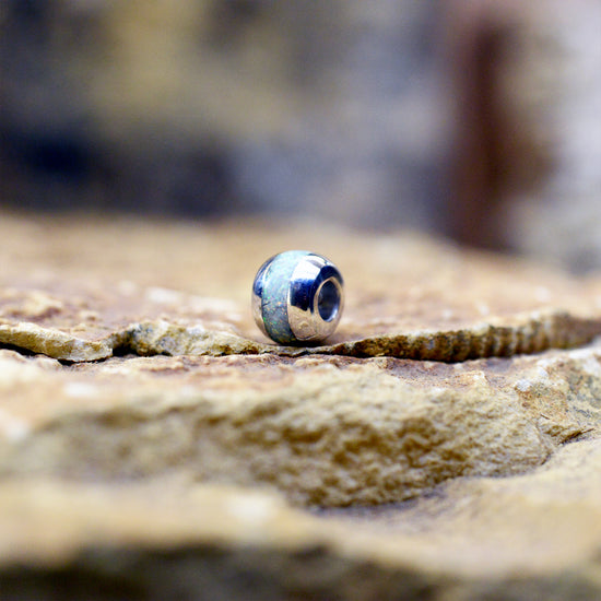 Opals & Ashes Memorial Charm. Sterling Silver & Pearl White opals blended with our customers loved one’s ashes