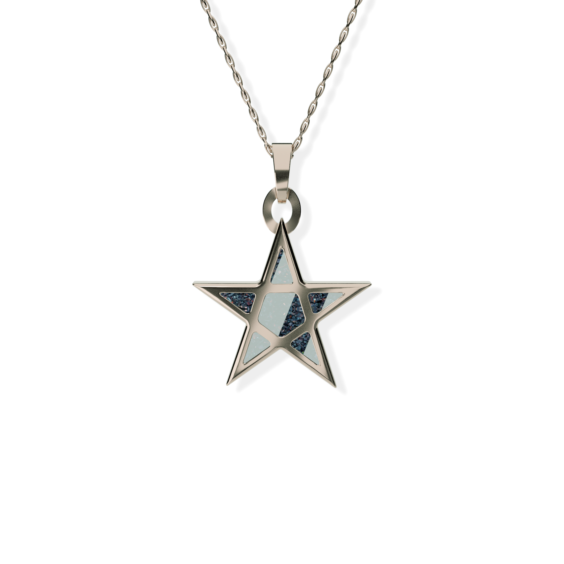 Opals & Ashes Five Star Memorial Pendant 9ct Rose Gold. Ashes blended with Black Fire Opals.